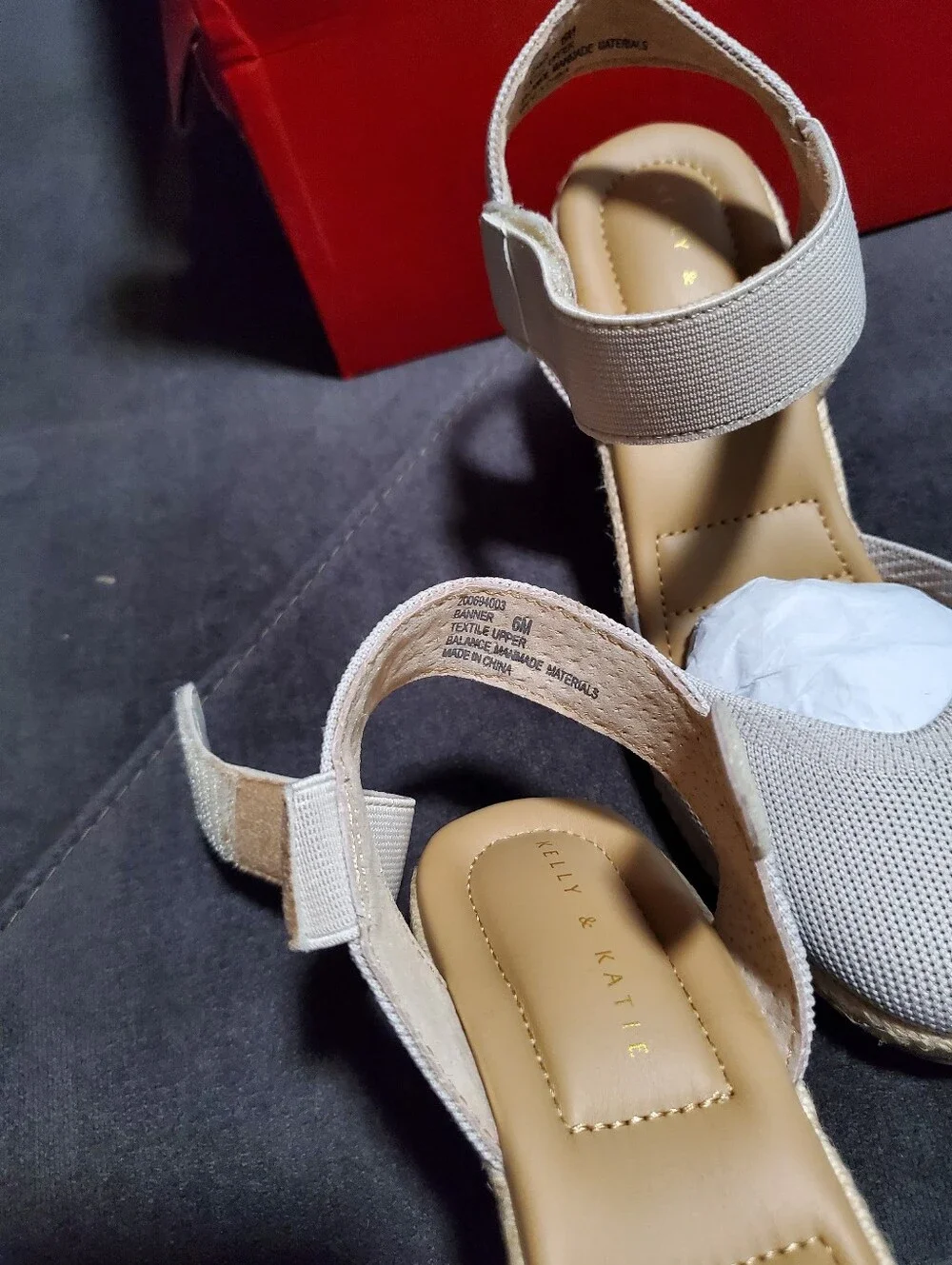 NWOT Kelly & Katie Banner Espadrille Wedge Sandal - Taupe size 6M